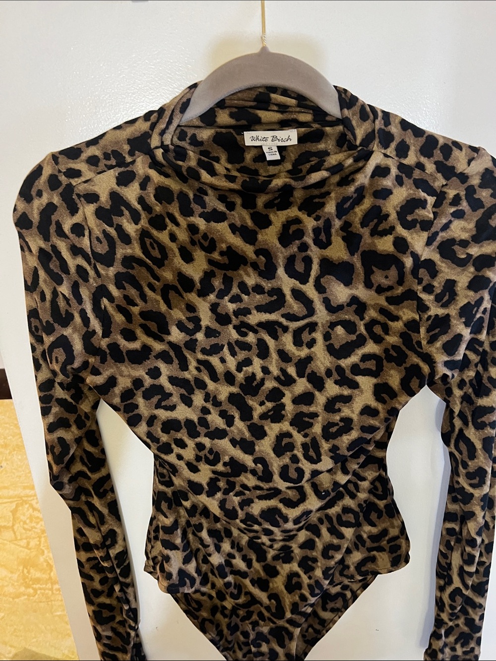 white birch Leopard Print Long Sleeve Bodysuit - Brown & Black